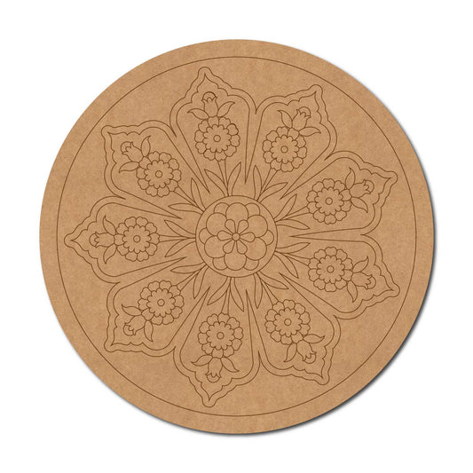 Floral Mandala Pre Marked Round MDF Design 10