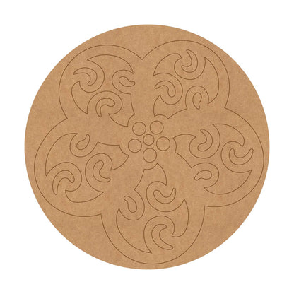 Floral Mandala Pre Marked Round MDF Design 1