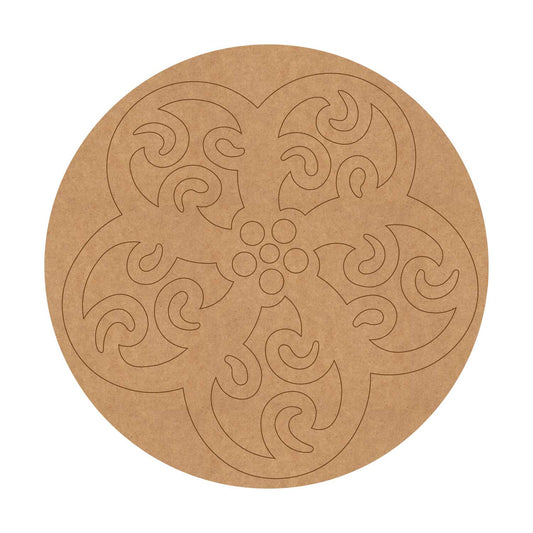 Floral Mandala Pre Marked Round MDF Design 1