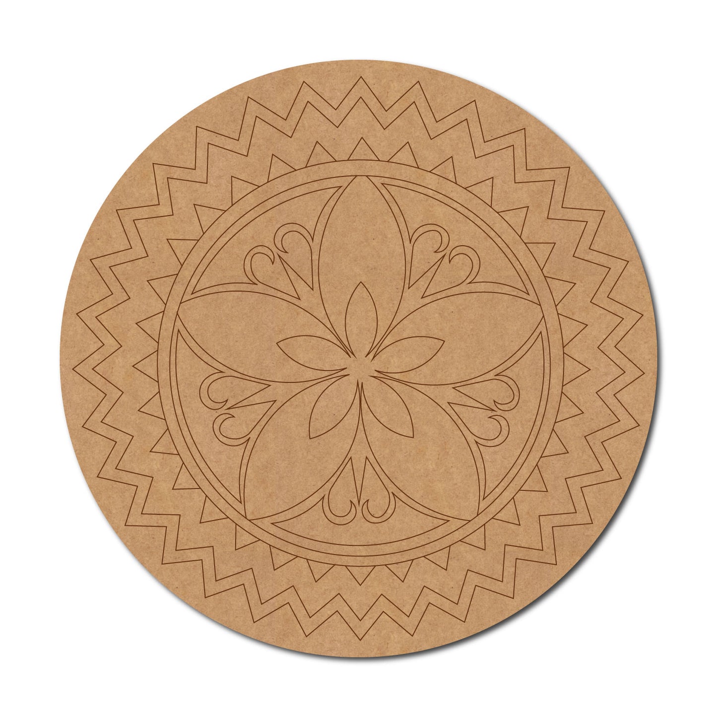 Floral Mandala Pre Marked Round MDF Design 6