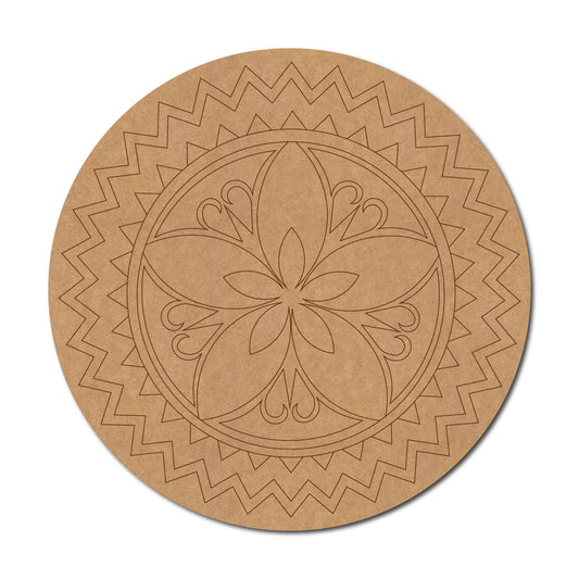 Floral Mandala Pre Marked Round MDF Design 6