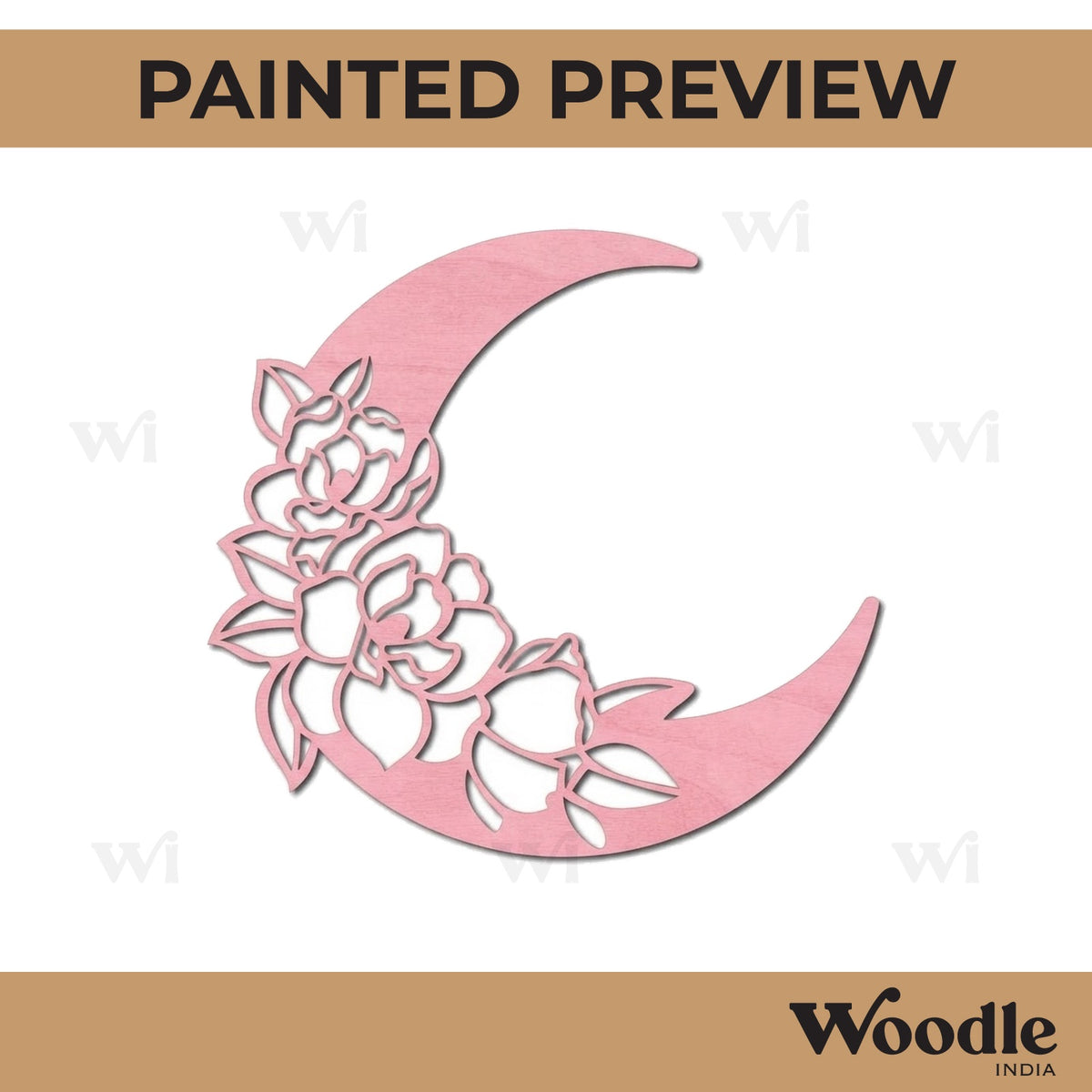Floral Moon Cutout MDF Design 1