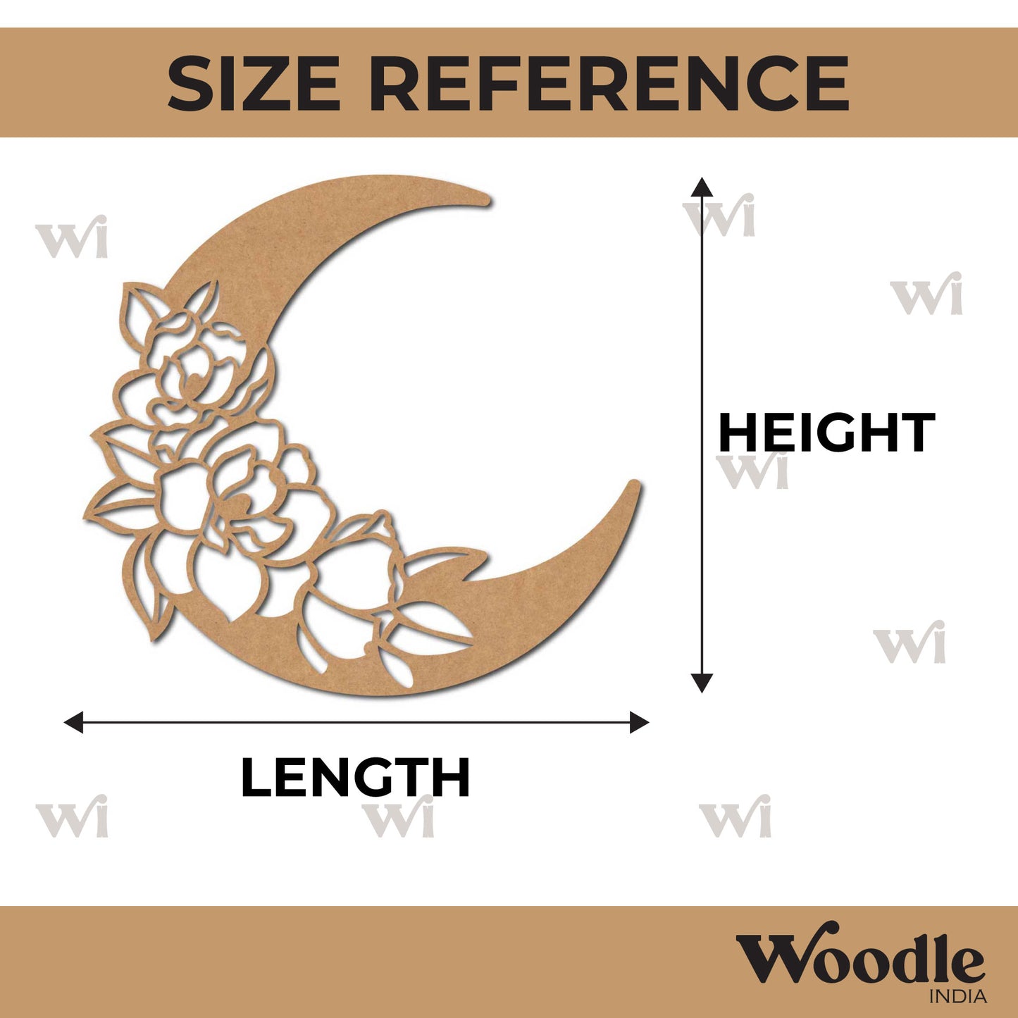 Floral Moon Cutout MDF Design 1