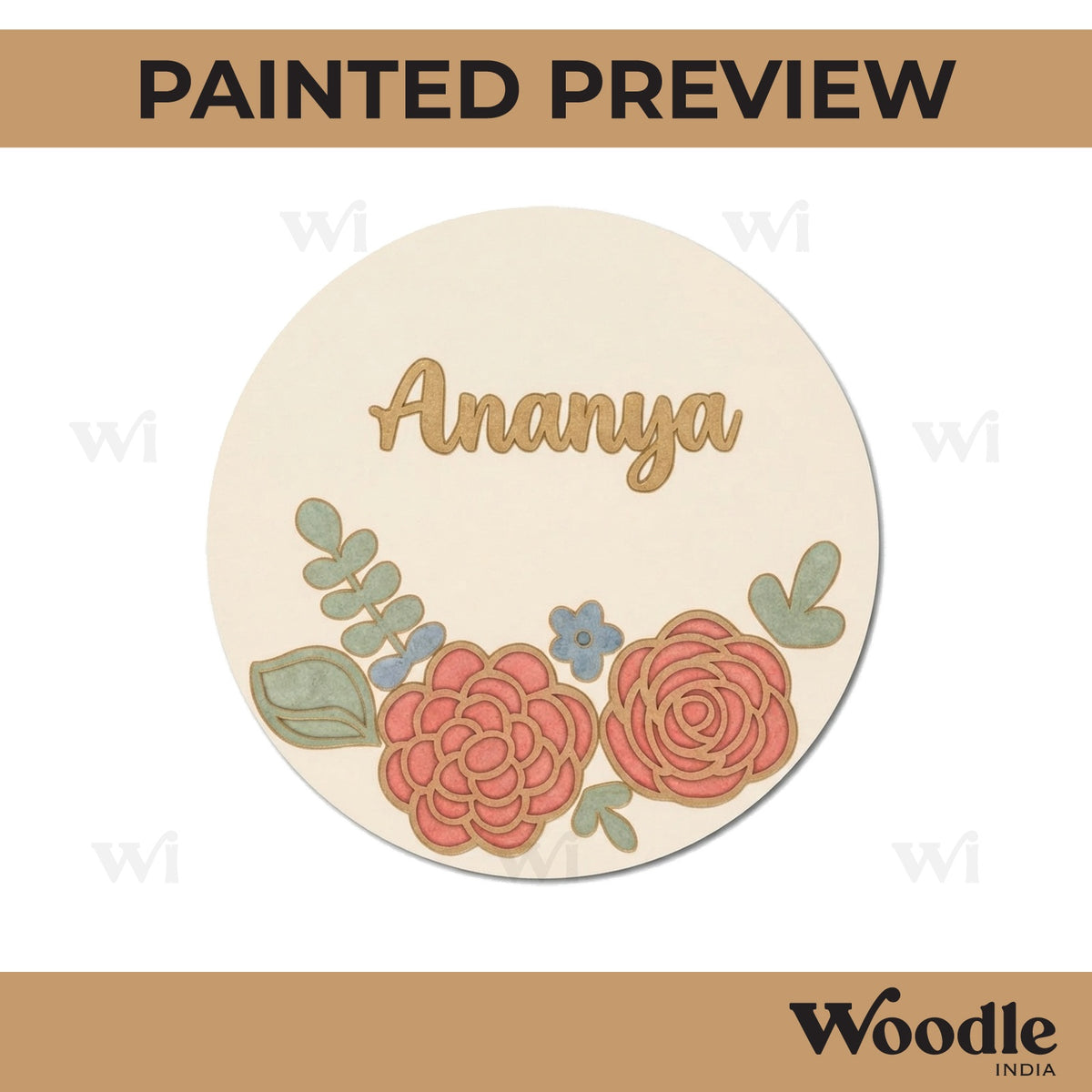 Floral Nameplate MDF Design 3