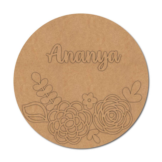 Floral Nameplate MDF Design 3