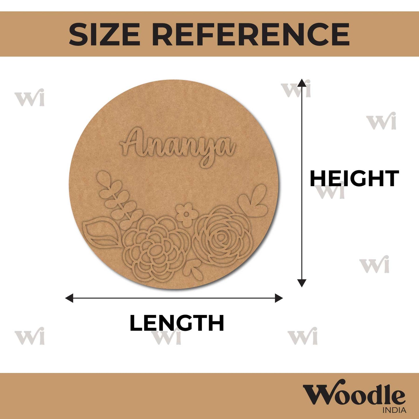Floral Nameplate MDF Design 3