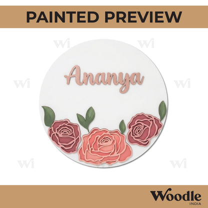 Floral Nameplate MDF Design 4