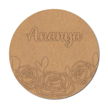 Floral Nameplate MDF Design 4
