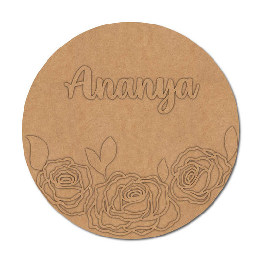 Floral Nameplate MDF Design 4
