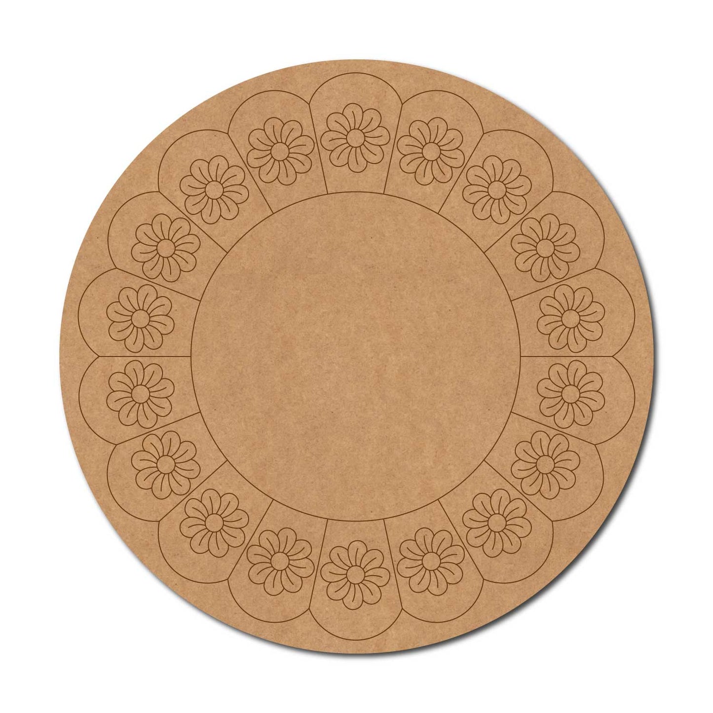 Floral Pre Marked Round MDF Design 1