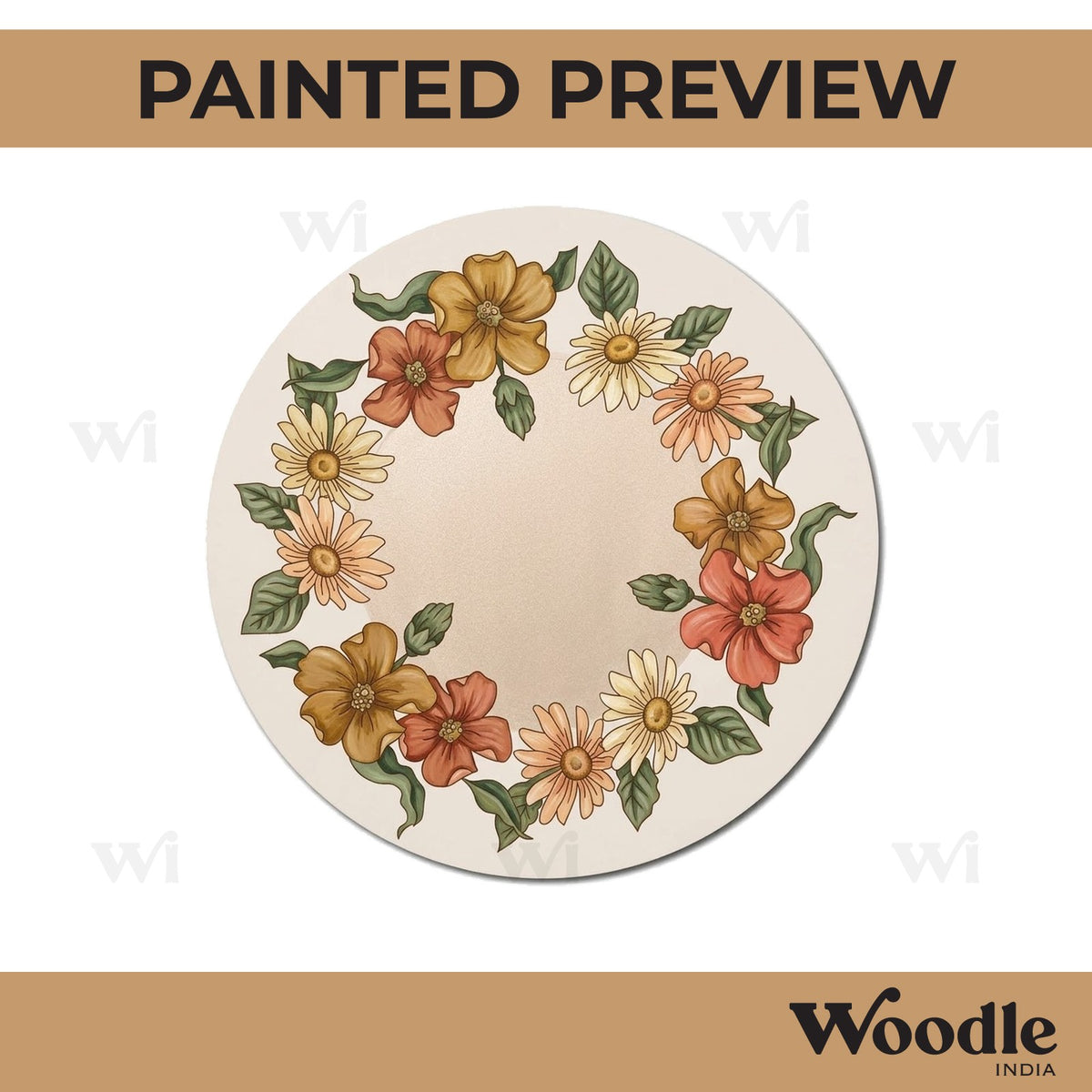 Floral Pre Marked Round MDF Design 3