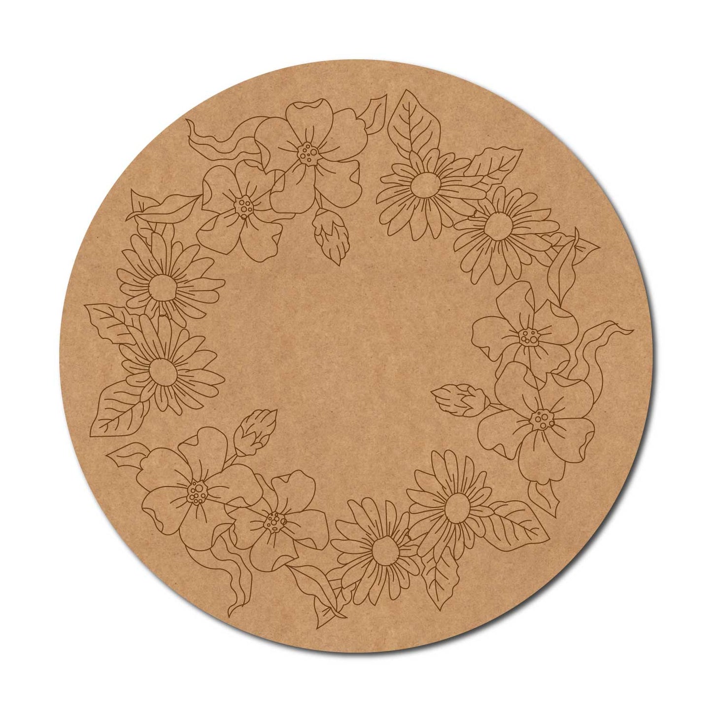 Floral Pre Marked Round MDF Design 3