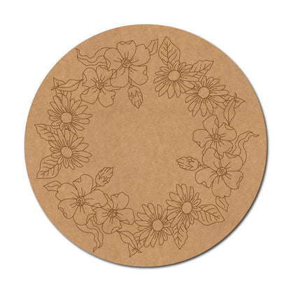 Floral Pre Marked Round MDF Design 3