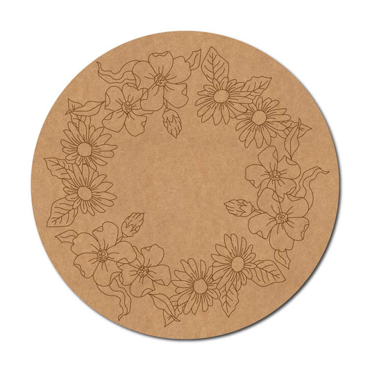 Floral Pre Marked Round MDF Design 3
