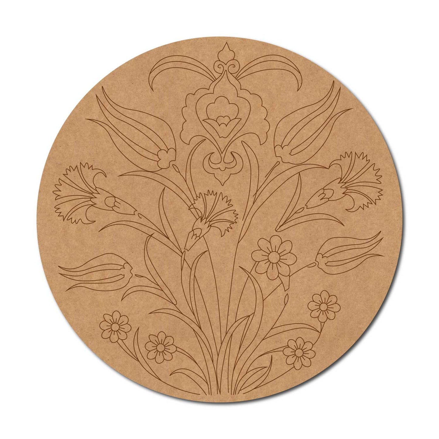 Floral Pre Marked Round MDF Design 4