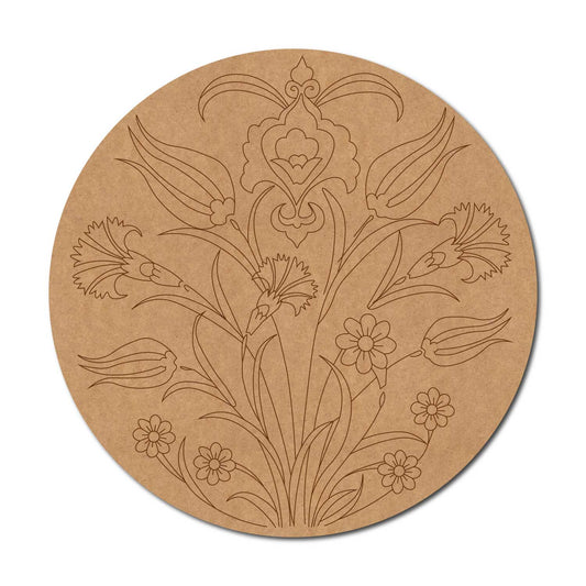 Floral Pre Marked Round MDF Design 4