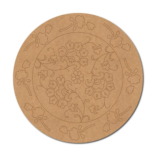 Floral Pre Marked Round MDF Design 5
