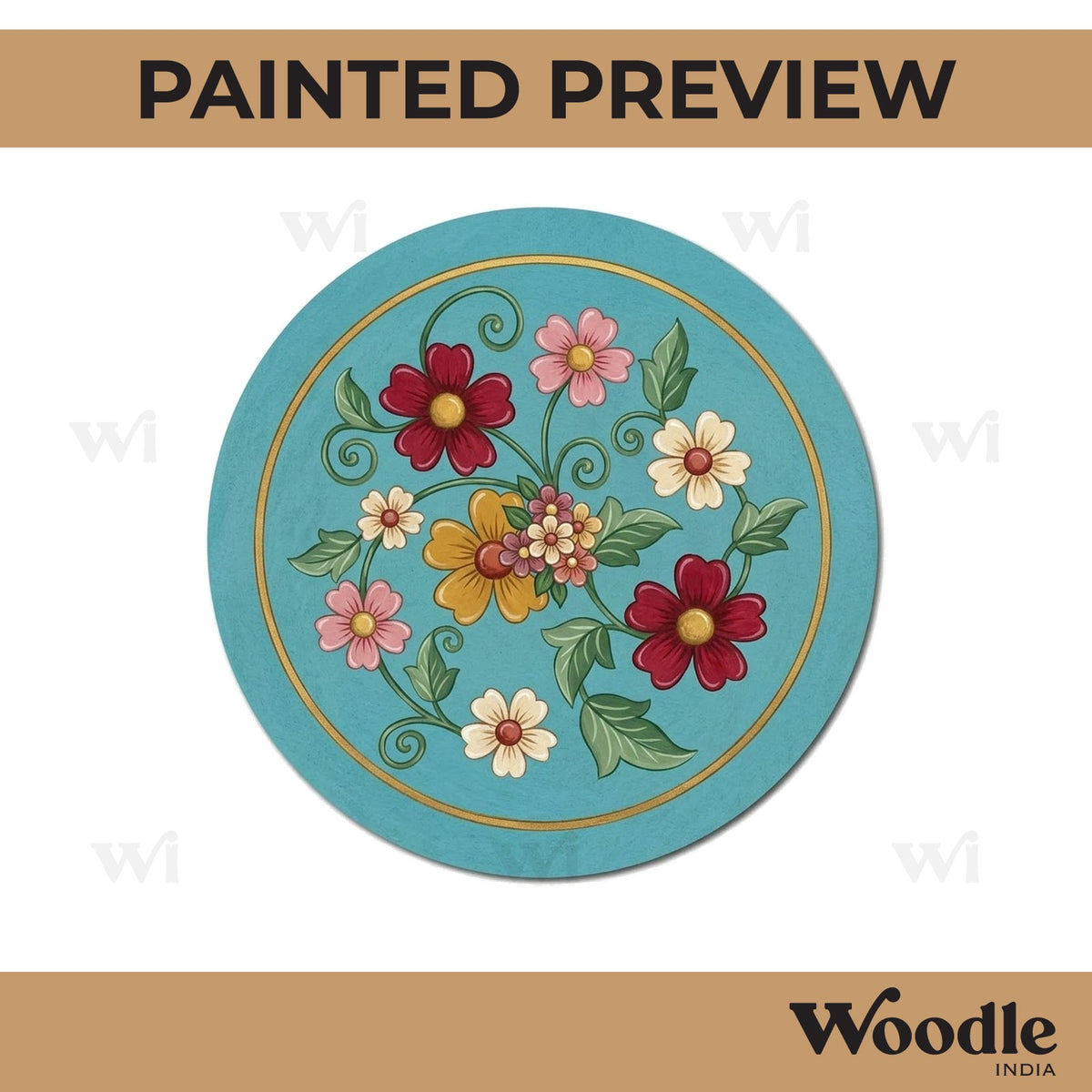 Floral Pre Marked Round MDF Design 6
