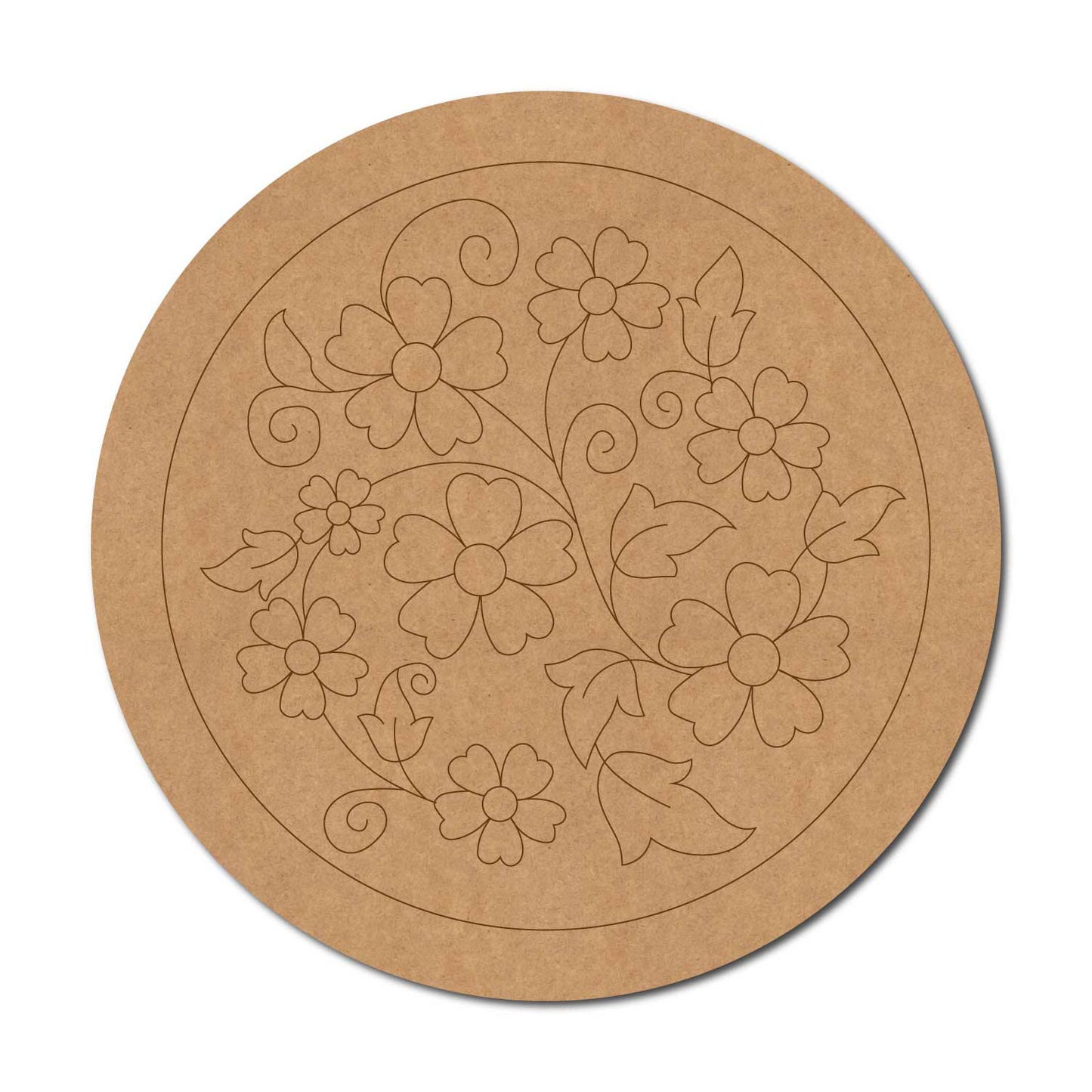 Floral Pre Marked Round MDF Design 6