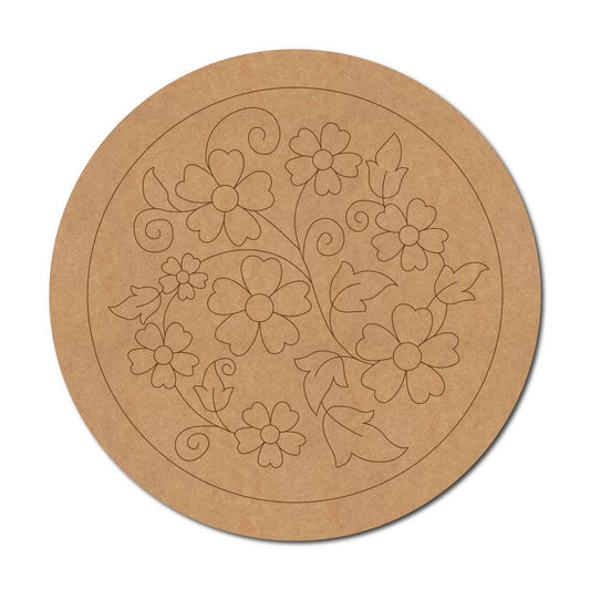 Floral Pre Marked Round MDF Design 6