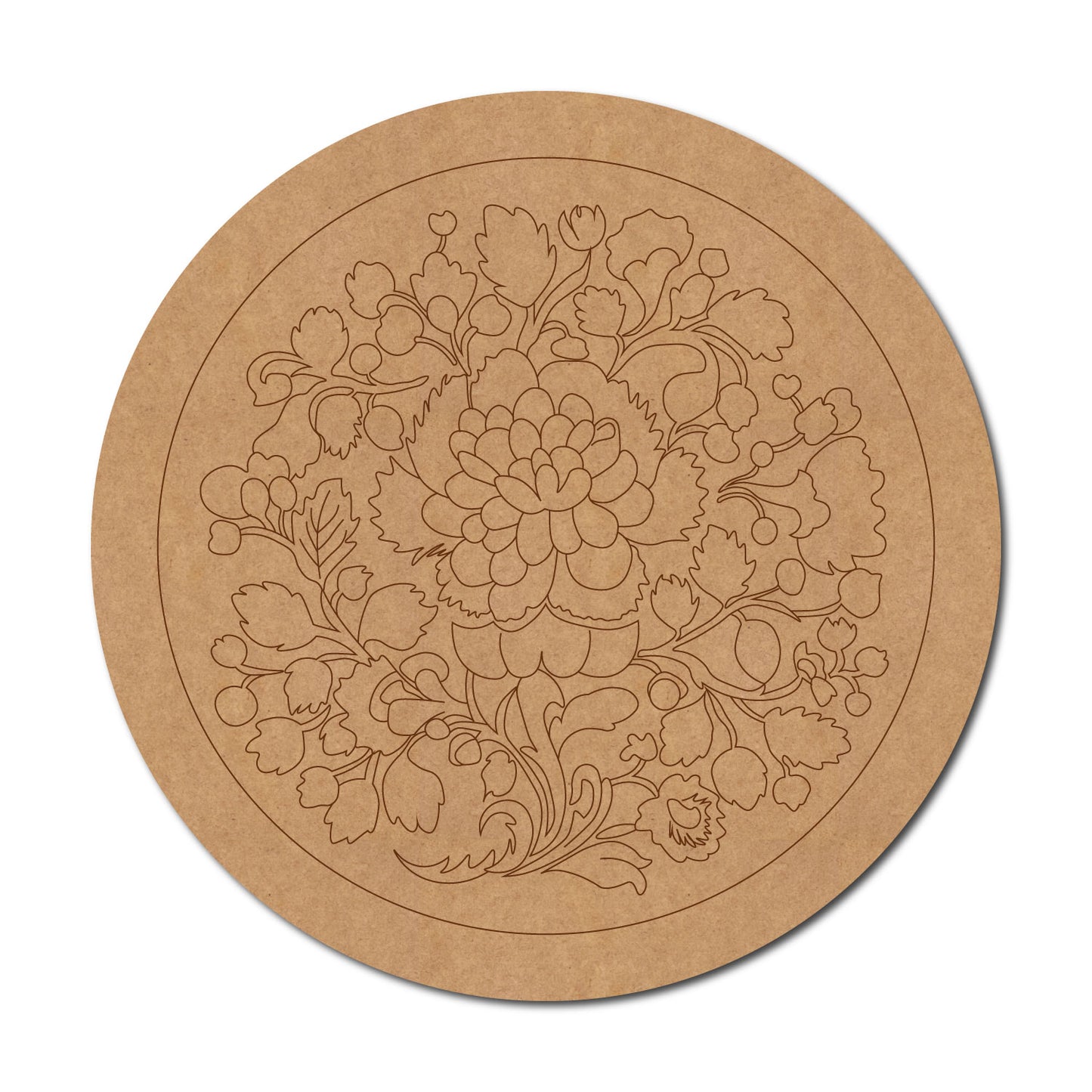 Floral Pre Marked Round MDF Design 7