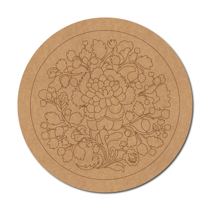Floral Pre Marked Round MDF Design 7