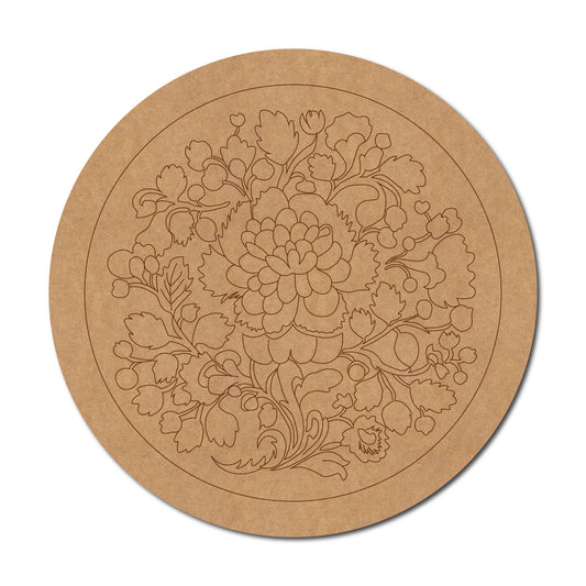 Floral Pre Marked Round MDF Design 7