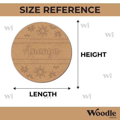 Floral Round Nameplate MDF Design 3