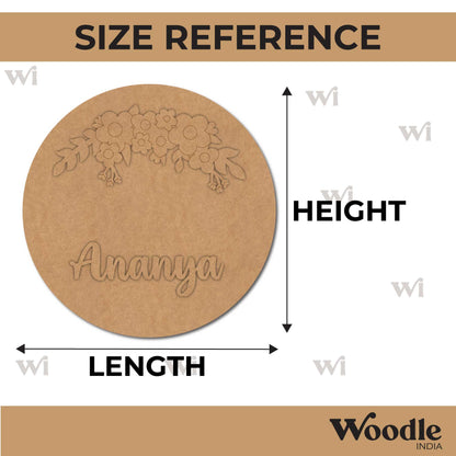 Floral Round Nameplate MDF Design 4