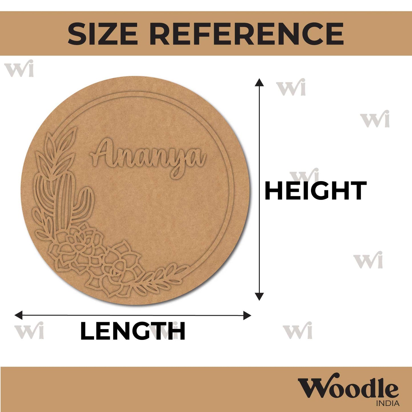 Floral Round Nameplate MDF Design 5