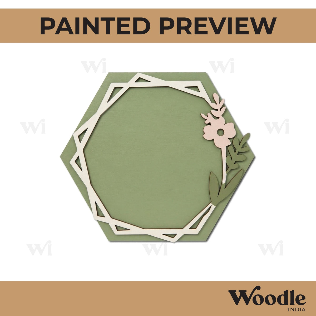 Floral Two Layered Hexagon Base MDF Design 1
