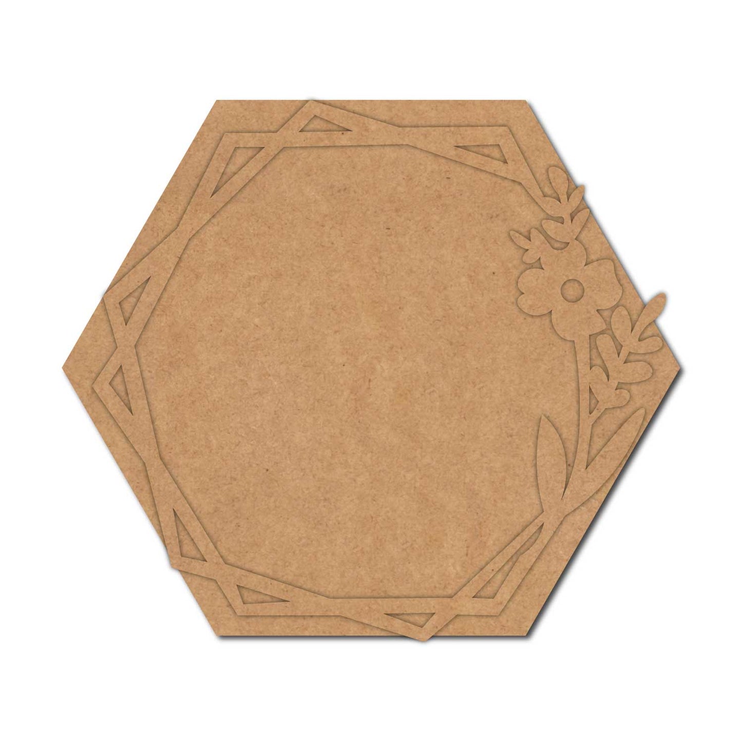 Floral Two Layered Hexagon Base MDF Design 1