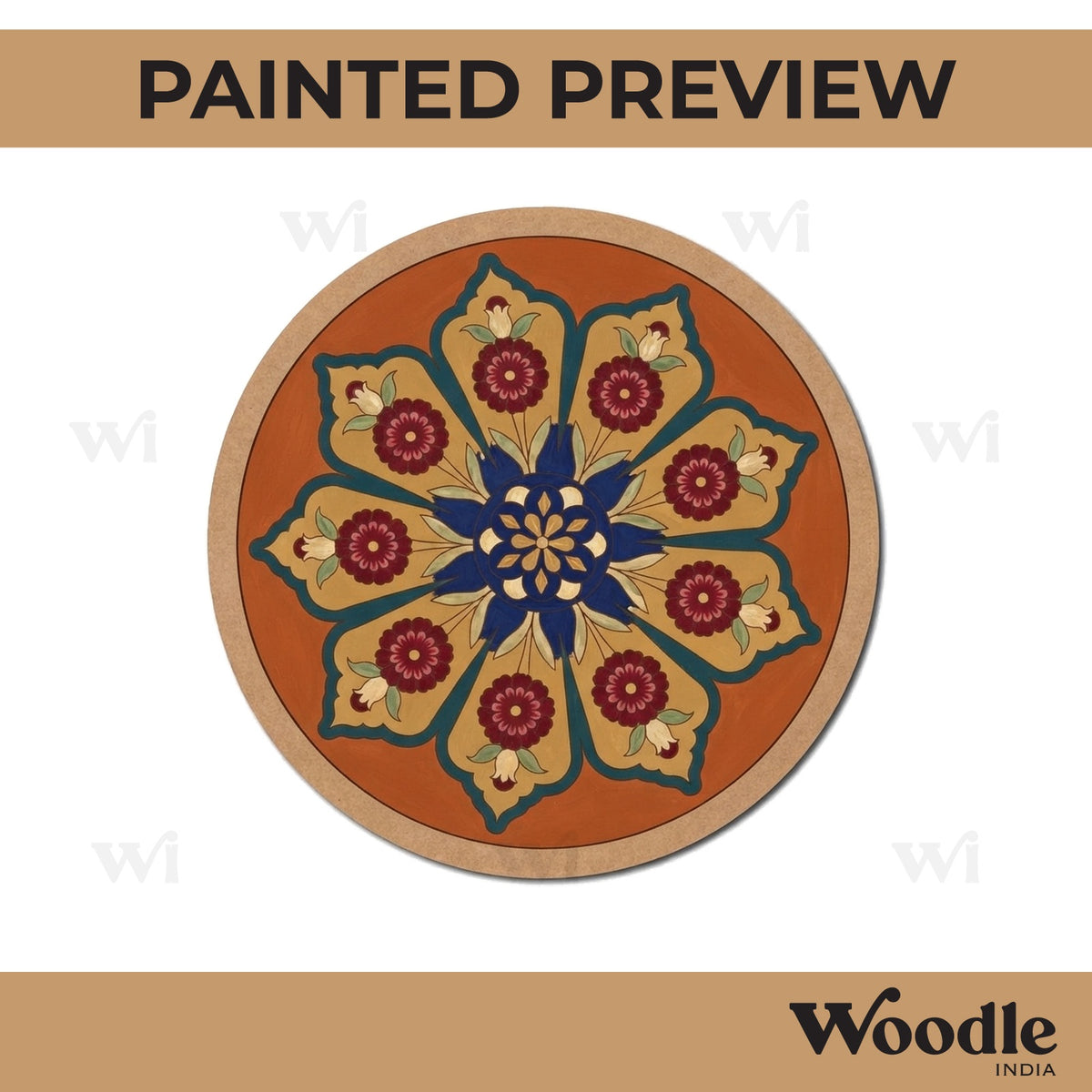 Floral Mandala Pre Marked Round MDF Design 10