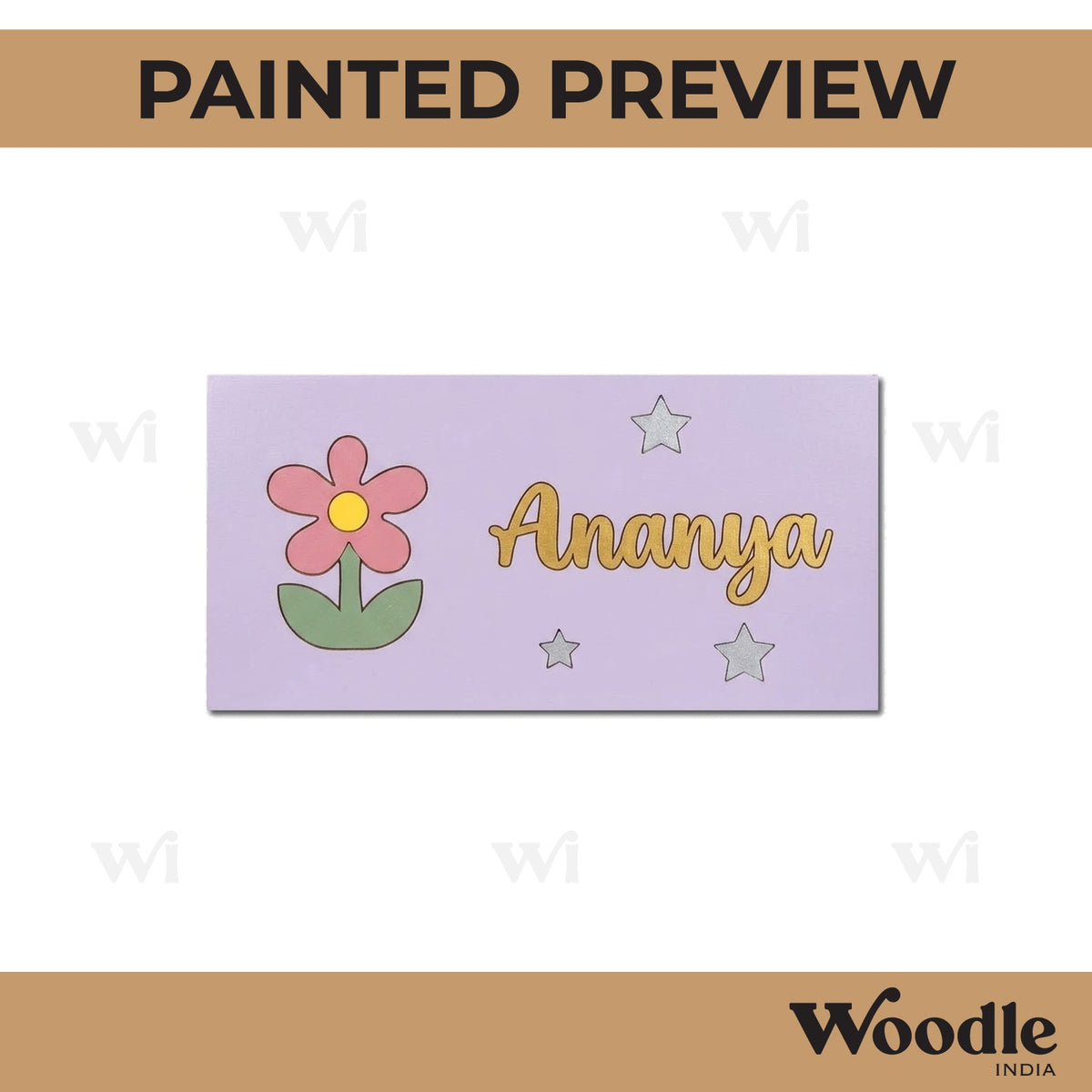 Flower Kids Nameplate MDF Design 1