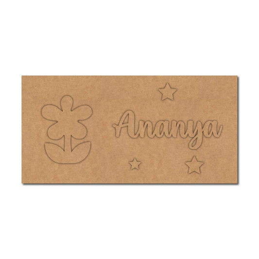 Flower Kids Nameplate MDF Design 1