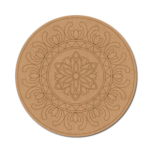 Flower Mandala Pre Marked Round MDF Design 2