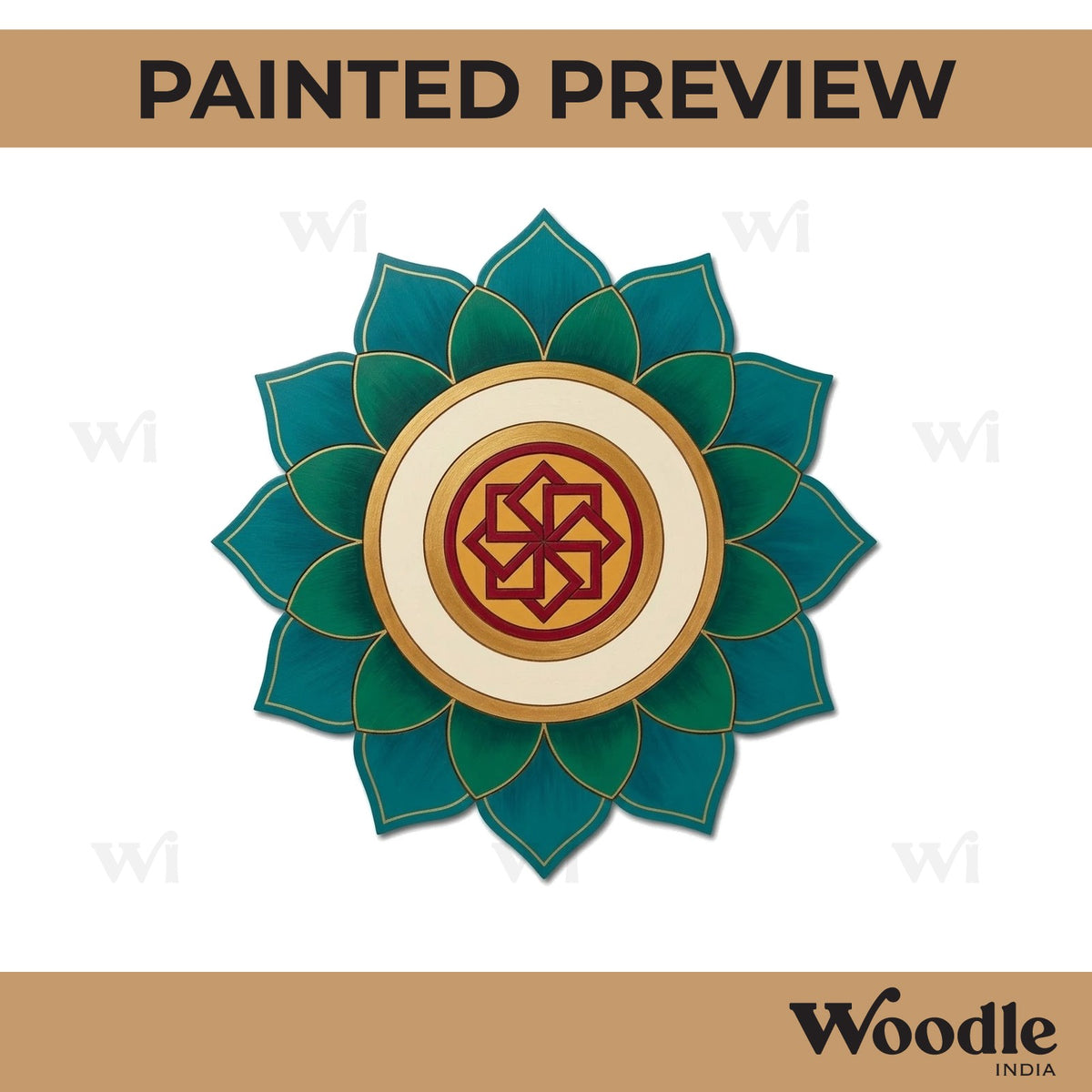 Flower Mandala Swastik Pre Marked Round MDF Design 1