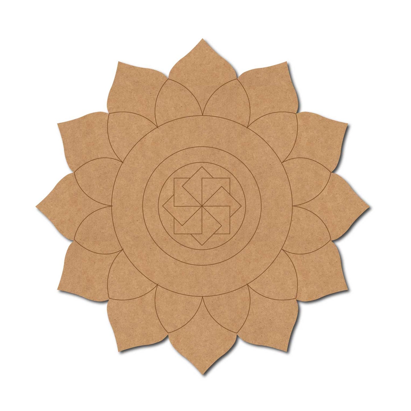 Flower Mandala Swastik Pre Marked Round MDF Design 1