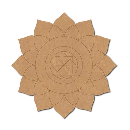 Flower Mandala Swastik Pre Marked Round MDF Design 1
