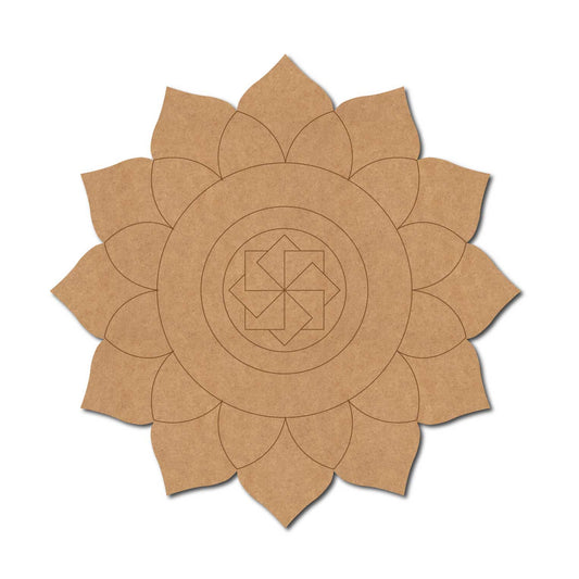 Flower Mandala Swastik Pre Marked Round MDF Design 1