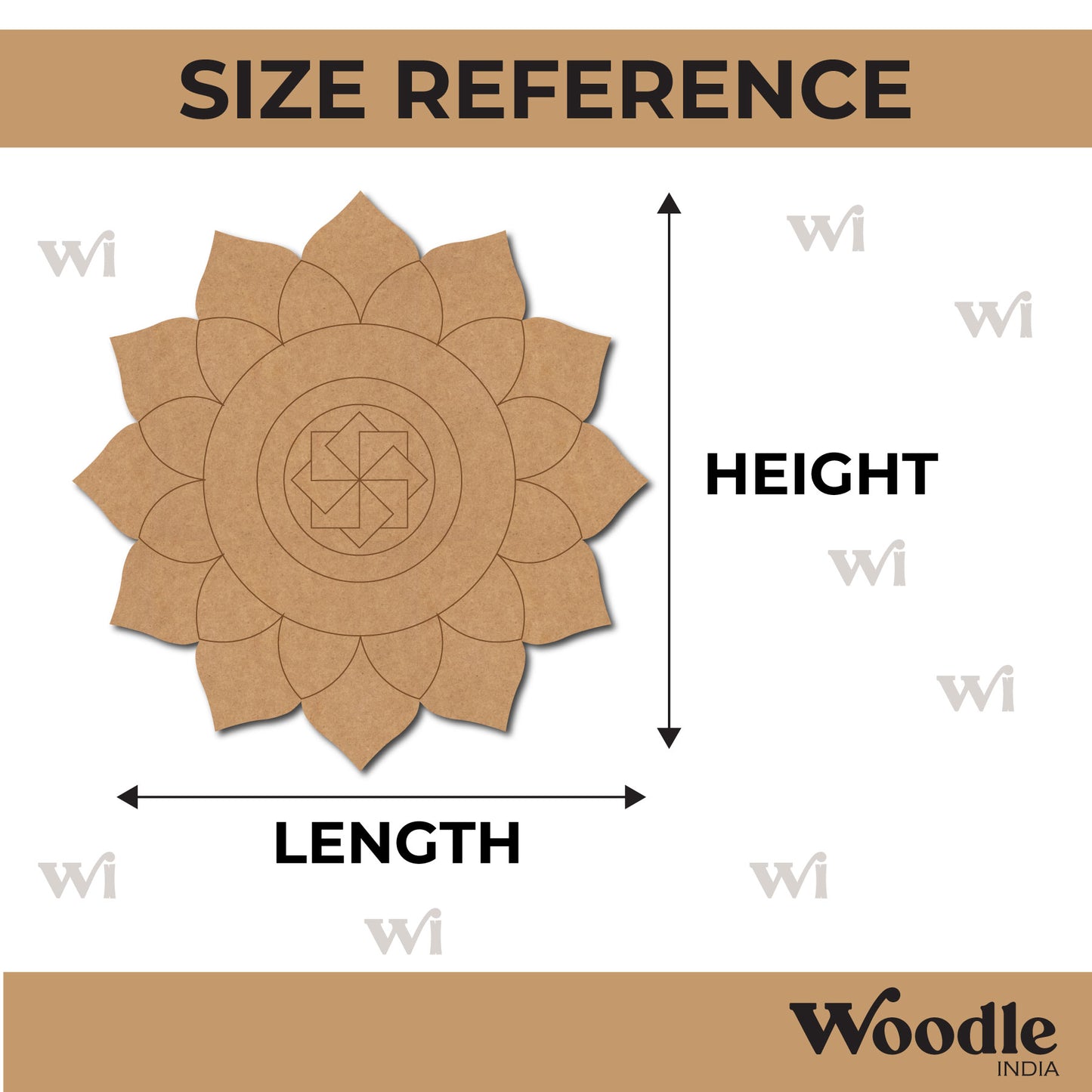 Flower Mandala Swastik Pre Marked Round MDF Design 1