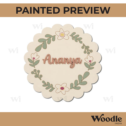 Flower Nameplate MDF Design 4