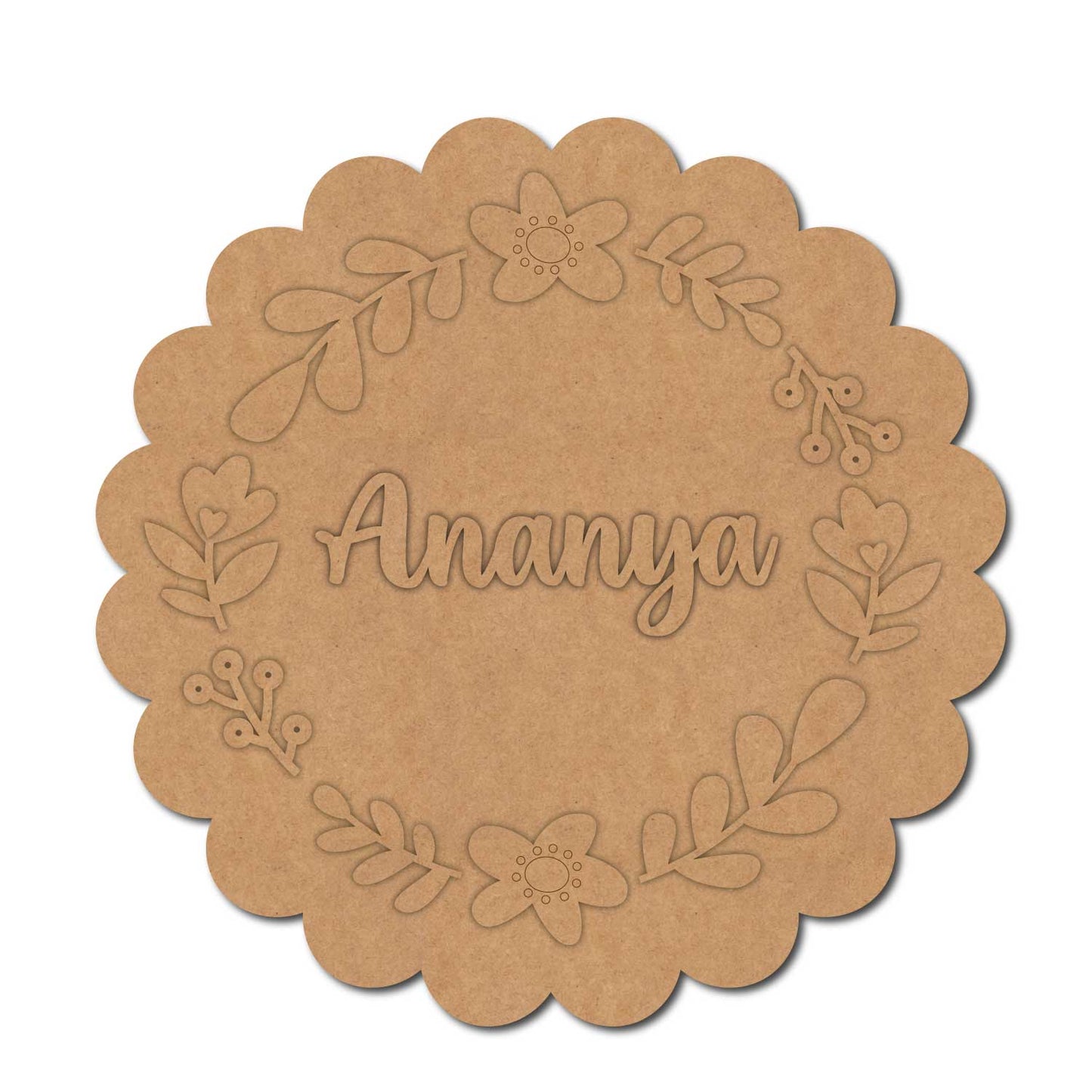 Flower Nameplate MDF Design 4