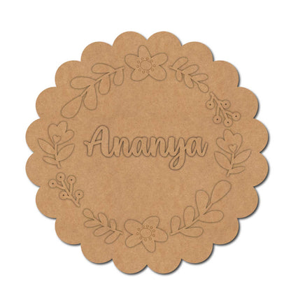Flower Nameplate MDF Design 4