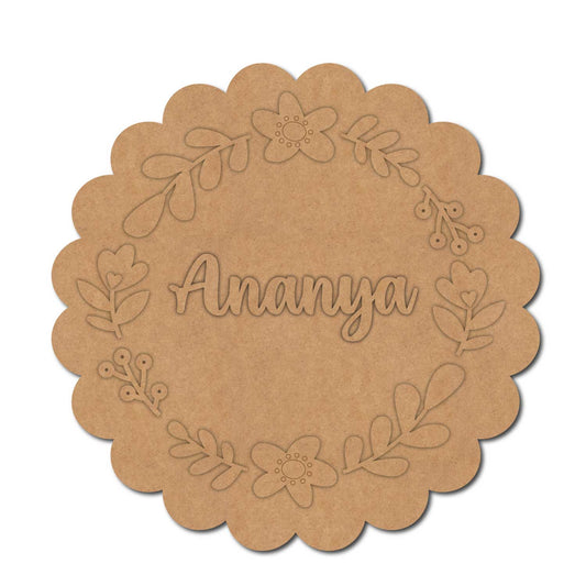 Flower Nameplate MDF Design 4