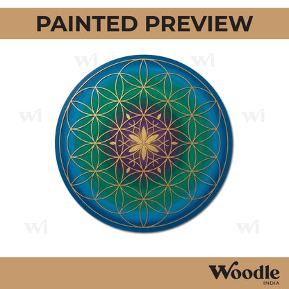 Flower Of Life Pre Marked Round MDF Design 1
