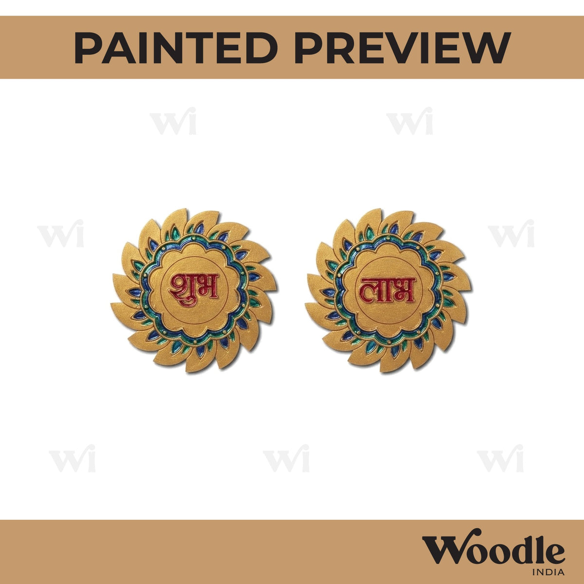 Flower Shubh Labh Pre Marked Base MDF Design 1