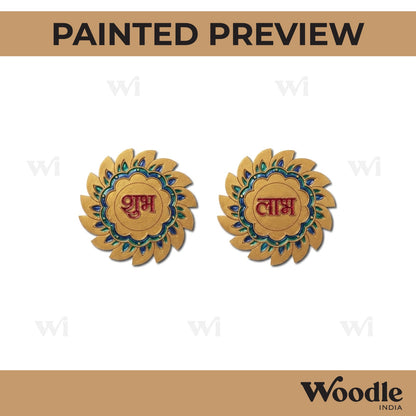 Flower Shubh Labh Pre Marked Base MDF Design 1