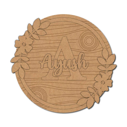 Flower Theme Nameplate MDF Design 1