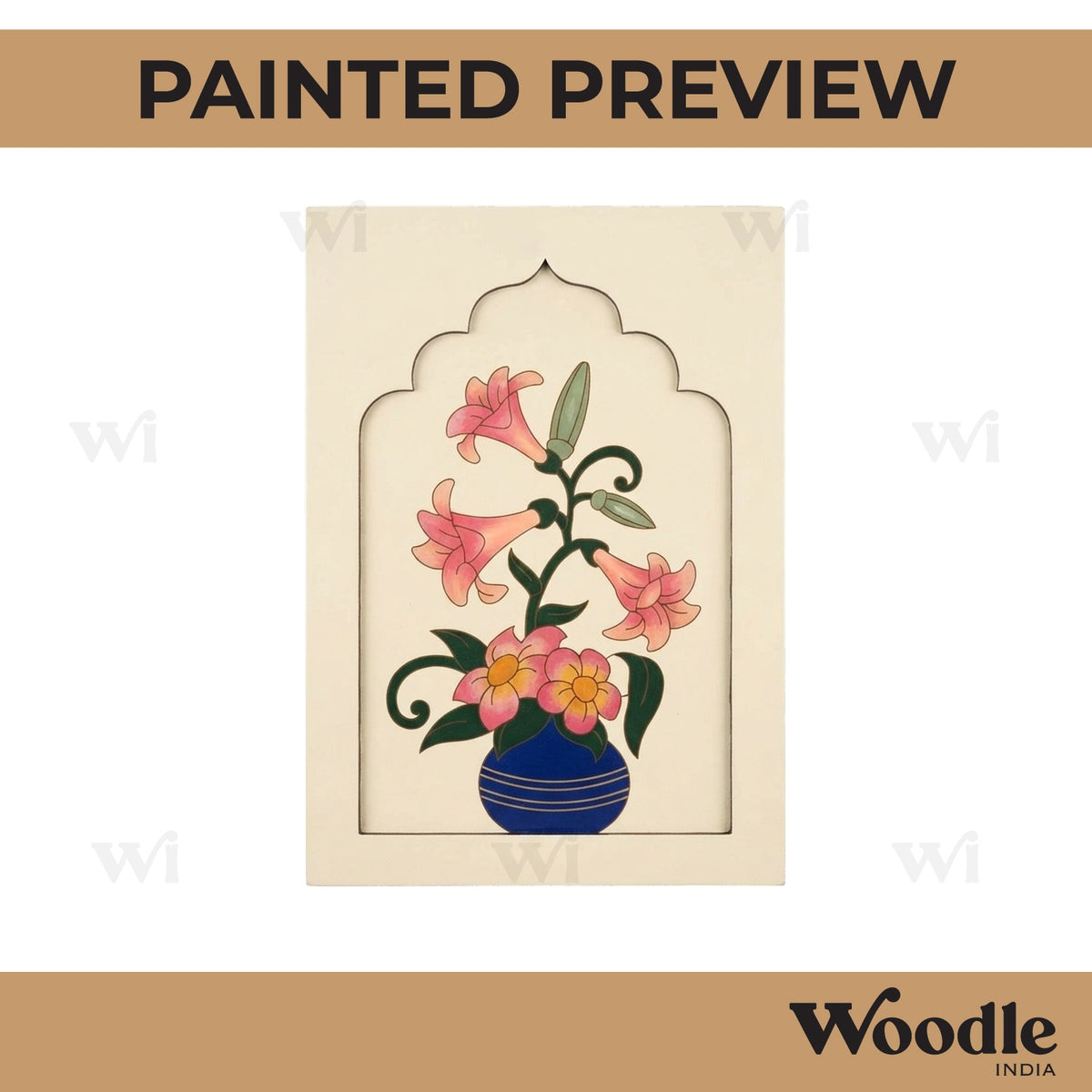 Flower Vase Jharokha Pre Marked MDF Design 1